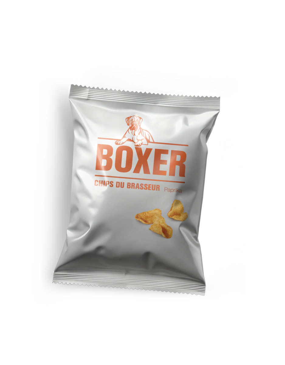 Boxer Chips Paprika dans un sac argenté